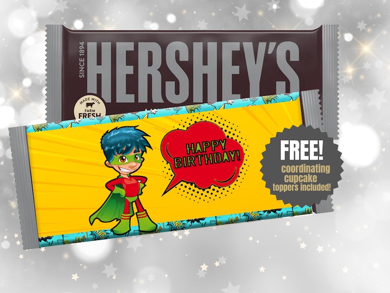 Hero Wrapper Printable Candy Bar Wrapper Instant Download Super Hero Themed Fun ...