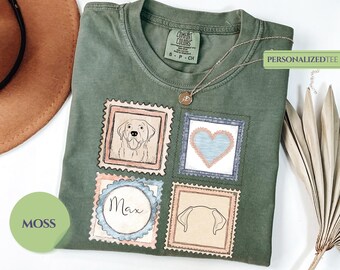 Custom Labrador Lover Shirt Gift for Her Dog Mom Tshirt Postal Pattern T-shirt Fur Mama Graphic Tee Gift for Pet Owner Custom Name