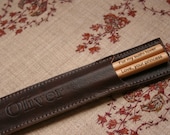 Personalized Maple Chopsticks Leather Holder This is a Combo (2 items) Listing