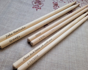 Drumsticks, Personalized Engraved Drum Sticks, Size 5A, 2B, 7A Drumsticks, Wood Tip Drum Sticks, Gift for Drummer