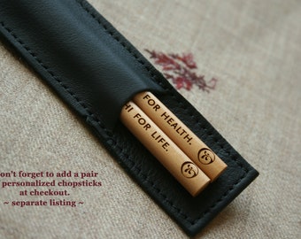 Chopstick Leather Pouch with Personalized Imprinting Option - Black or Brown Color. ***Chopsticks Not Included***