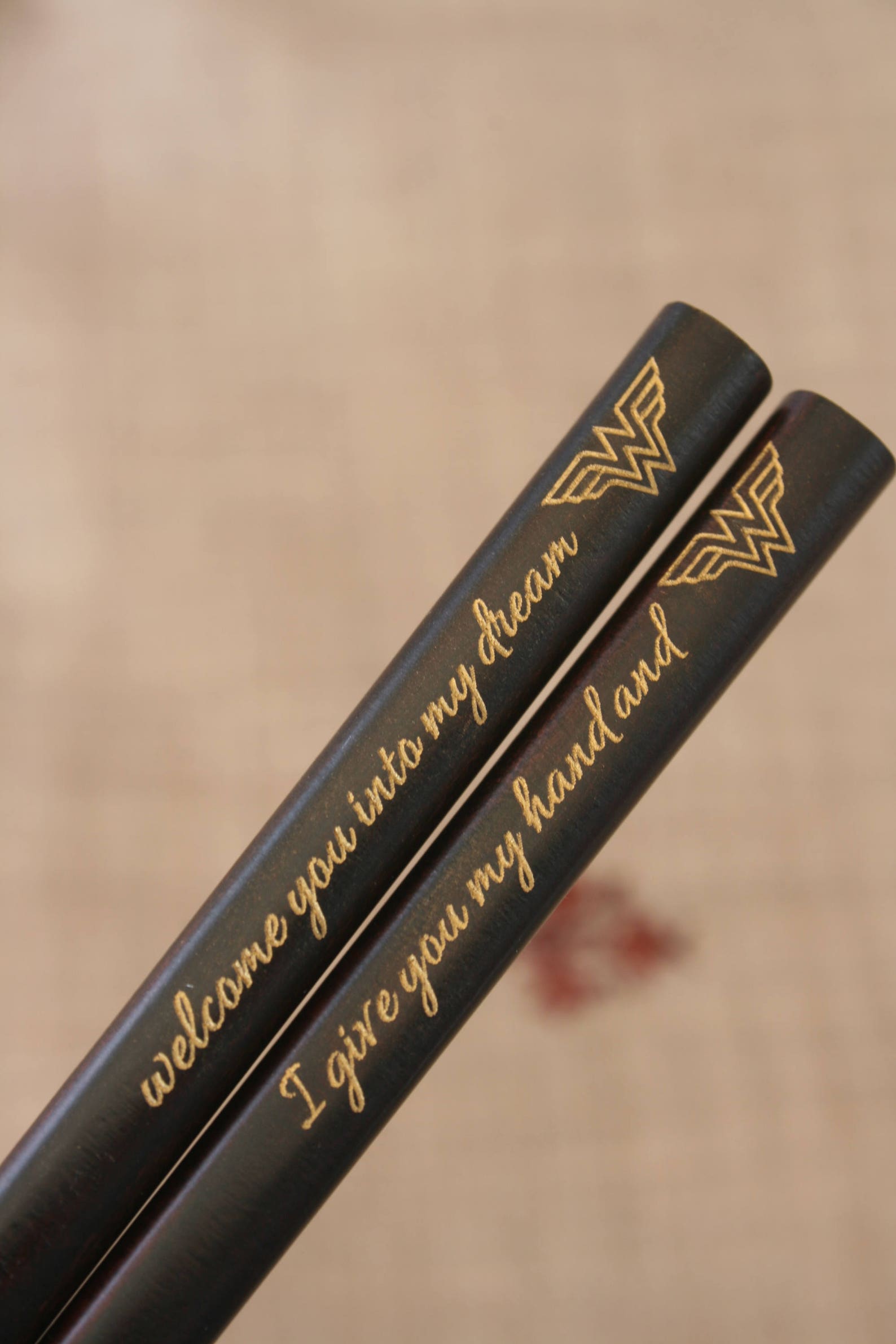 Personalized Engraved Chopsticks Dark Wood Etsy