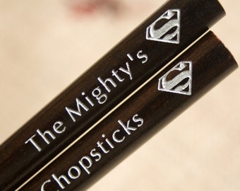 Personalized Engraved Chopsticks - Dark Wood