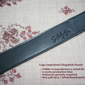 Chopstick Leather Pouch with Personalized Imprinting Option Black or Brown Color. Chopsticks Not Included image 10