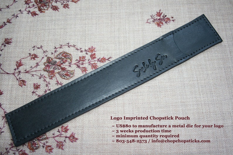 Chopstick Leather Pouch with Personalized Imprinting Option Black or Brown Color. Chopsticks Not Included image 10