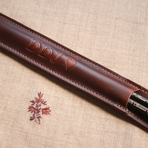 Chopstick Leather Pouch with Personalized Imprinting Option Black or Brown Color. Chopsticks Not Included Brown