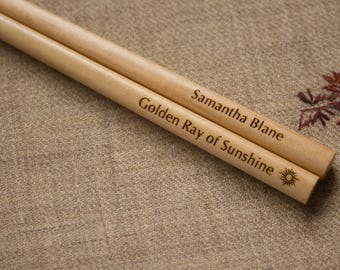 Palillos chinos grabados a medida - Madera clara
