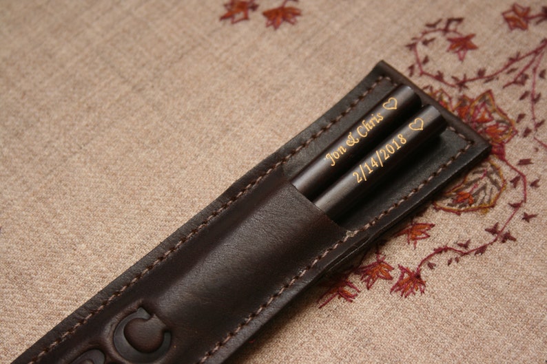 Chopstick Leather Pouch with Personalized Imprinting Option Black or Brown Color. Chopsticks Not Included image 6