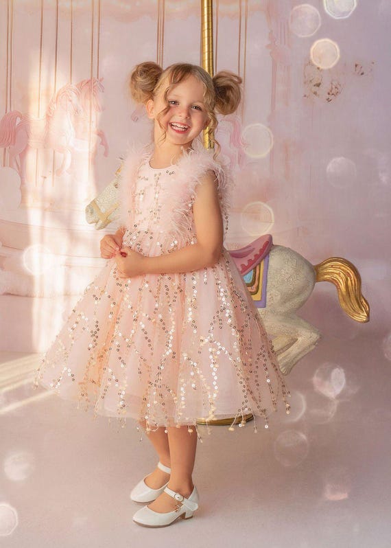 blue dress for baby girl Girls Sequin Pink Tunic Dress main image 1