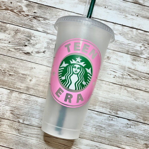 Teen Era | Personalized Starbucks Cold Cup, Reusable Plastic Beverage Tumbler - You Choose Colors