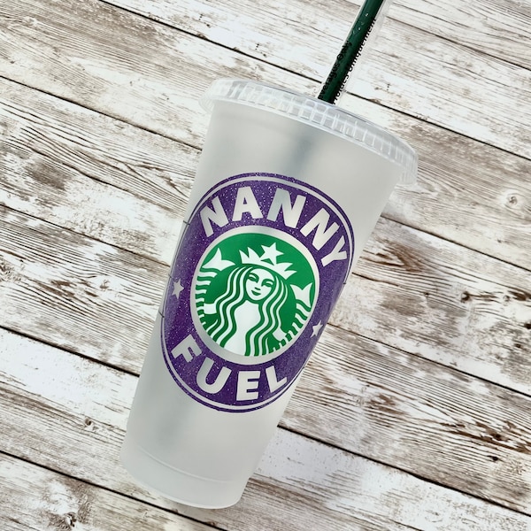Nanny Fuel | Personalized Starbucks Cold Cup, Reusable Plastic Beverage Tumbler - You Choose Colors