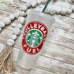 Volleyball Fuel | Personalized Starbucks Cold Cup, Reusable Plastic Beverage Tumbler - You Choose Colors