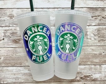 Dancer Fuel | Personalized Starbucks Cold Cups, Reusable Plastic Beverage Tumbler - You Choose Colors