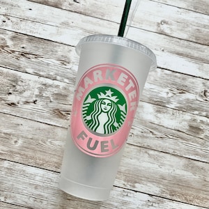 Marketer Fuel | Personalized Starbucks Cold Cup, Reusable Plastic Beverage Tumbler - You Choose Colors