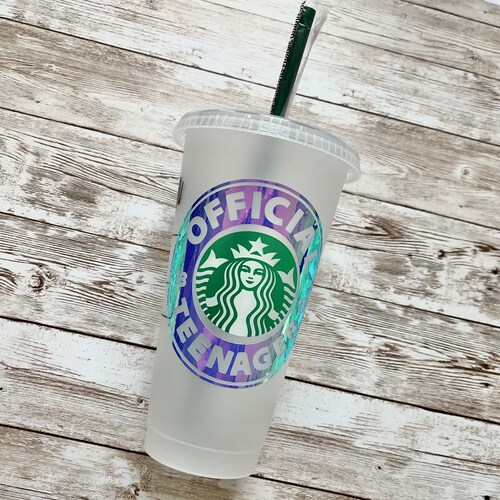 Official Teenager | Personalized 13th Birthday Starbucks Cold Cup, Reusable Plastic Beverage Tumbler - You Choose Colors