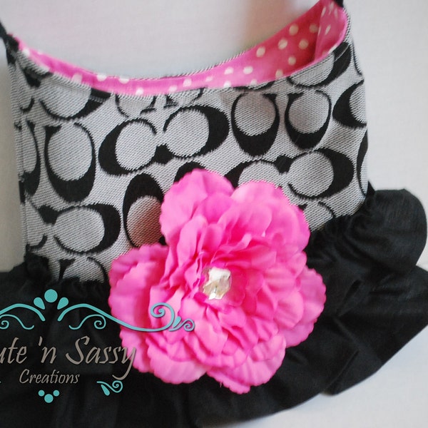 Childrens Purse Little Girls Purse - Black Coach Inspired Ruffle Handbag
