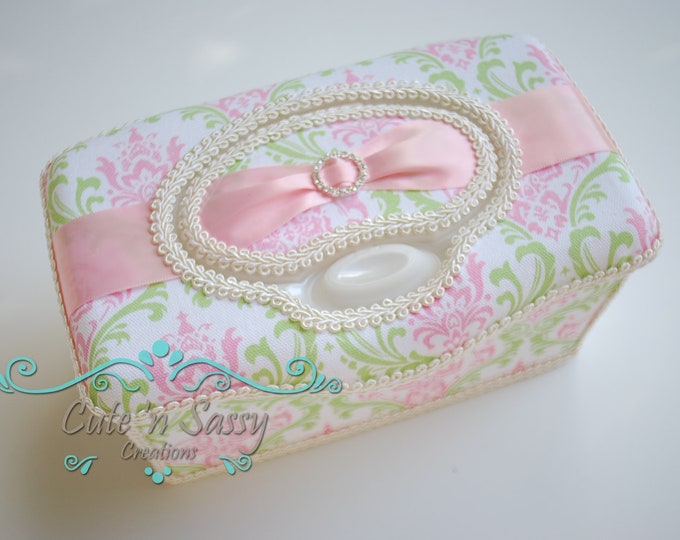 Boutique Flip Top Baby Wipe Case Light Pink Madison Damask Etsy