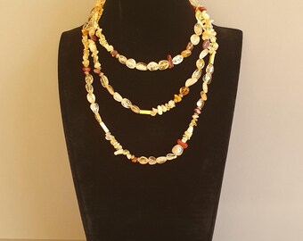 Collar de citrino, collar de mookaite, collar largo de piedras preciosas, collar de cuentas, collar llamativo, collar bohemio, regalo para ella
