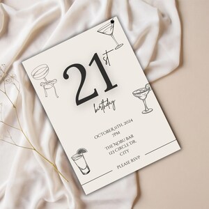 Invito per il 21° compleanno, modello di invito per il 21° compleanno, festa del 21° compleanno, biglietto per il 21° compleanno, modello digitale per il 21° compleanno, invito al cocktail