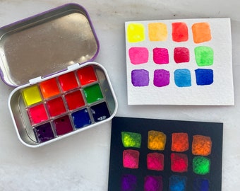 Mini neon watercolor paint set