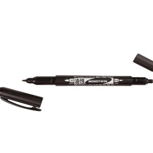 Tombow 56500 MONO Twin Permanent Marker. Dual-Tipped, Permanent Black Marker with Fine and Broad Tips