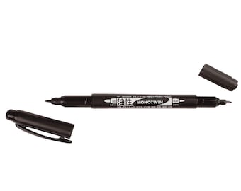 Tombow 56500 MONO Twin Permanent Marker. Dual-Tipped, Permanent Black Marker with Fine and Broad Tips