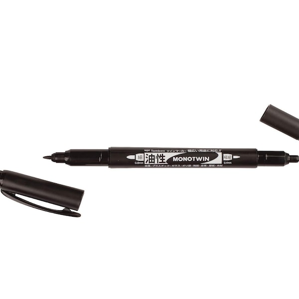 Tombow 56500 MONO Twin Permanent Marker. Dual-Tipped, Permanent Black Marker with Fine and Broad Tips