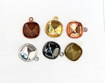 12mm cushion drop setting pair  - fits Swarovski 4470, 4461 12x12mm - antique brass, antique copper, gold, silver, antique silver