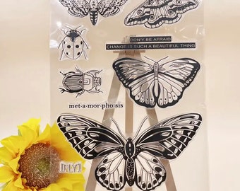 Butterfly silicone stamps - insects , variety silicone stamp set clear butterfly stamp