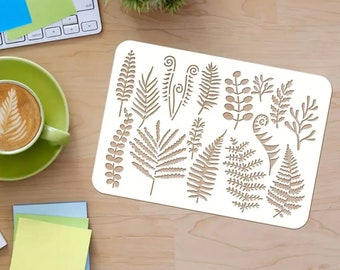 1pc Fern Leaf Stencils 11.7x8.3 Inches Plastic Leaves Drawing Painting Stencils Seaweed Coral Palm Leaves Pattern Reusable Stencils