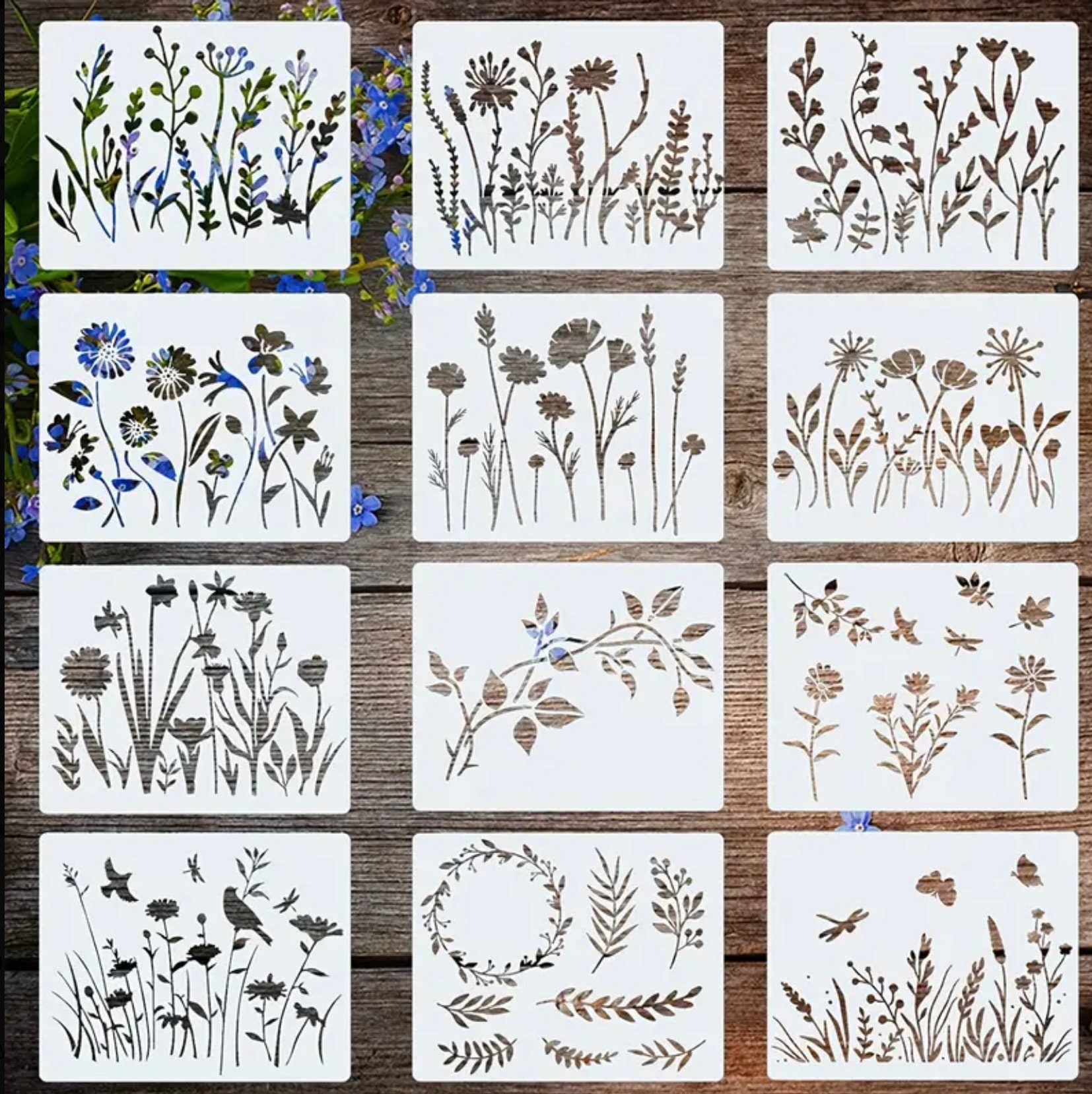 Flower Stencils for Painting on Wood, Canvas, Paper, Fabric, Floor
