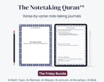 The Friday Bundle - Quran Note-taking Template, Study Guide, Muslim Journal, Ramadan Planner, Islamic Notes, Jummah Surahs, Chapter, Jumu'ah