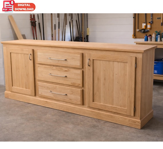 DIY Extra Long Buffet Cabinet Plans | Woodworking Sideboard (PDF)