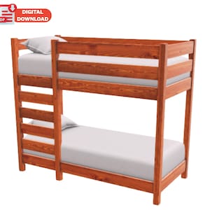 DIY Bunk Bed Plans PDF – 2-Tier Loft Bed Woodworking Plans with Step-by-Step Instructions