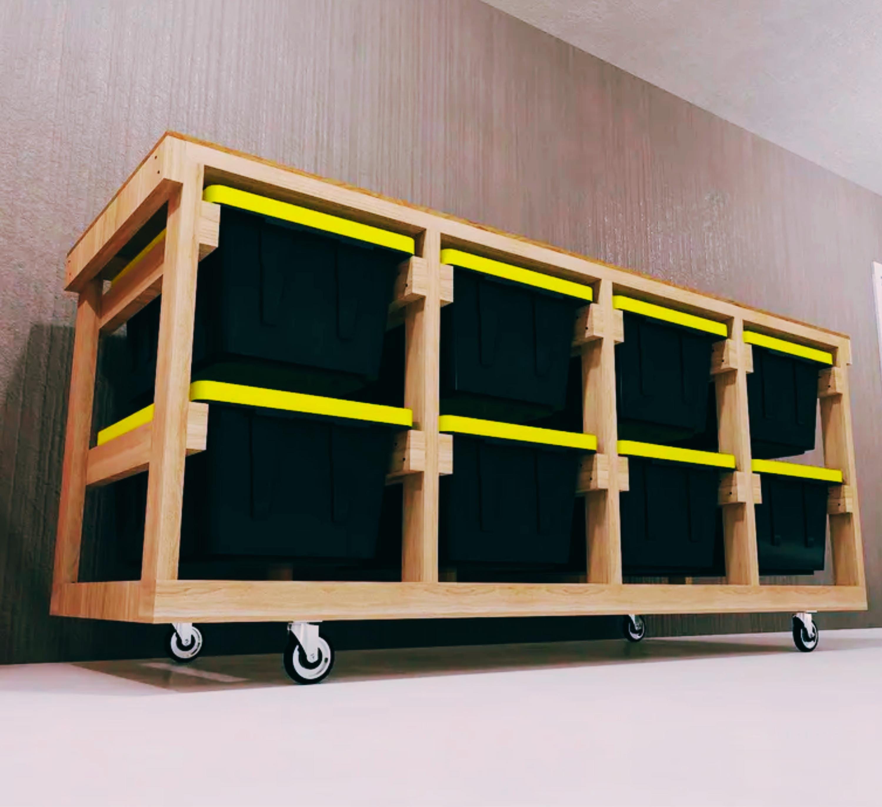 27 Gallon Tote Storage Workbench Build Plan| 8 UNIT DIY Tote Storage Rack | Easy Garage Organization Guide, Work Bench, Table