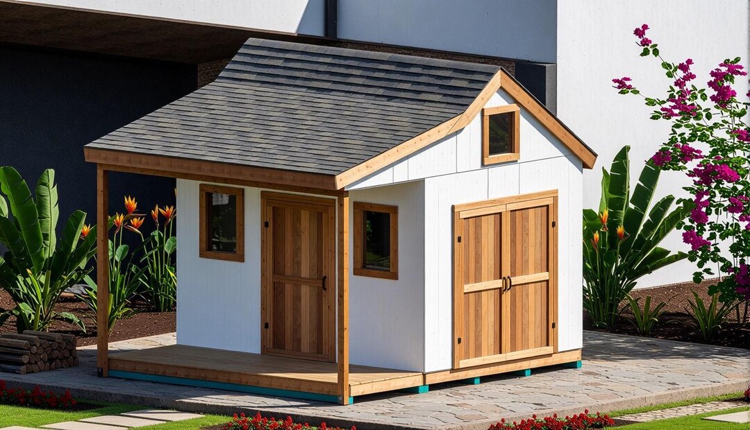 10x12 Colonial Shed Plans With Porch – DIY Garden Storage Building (PDF ...