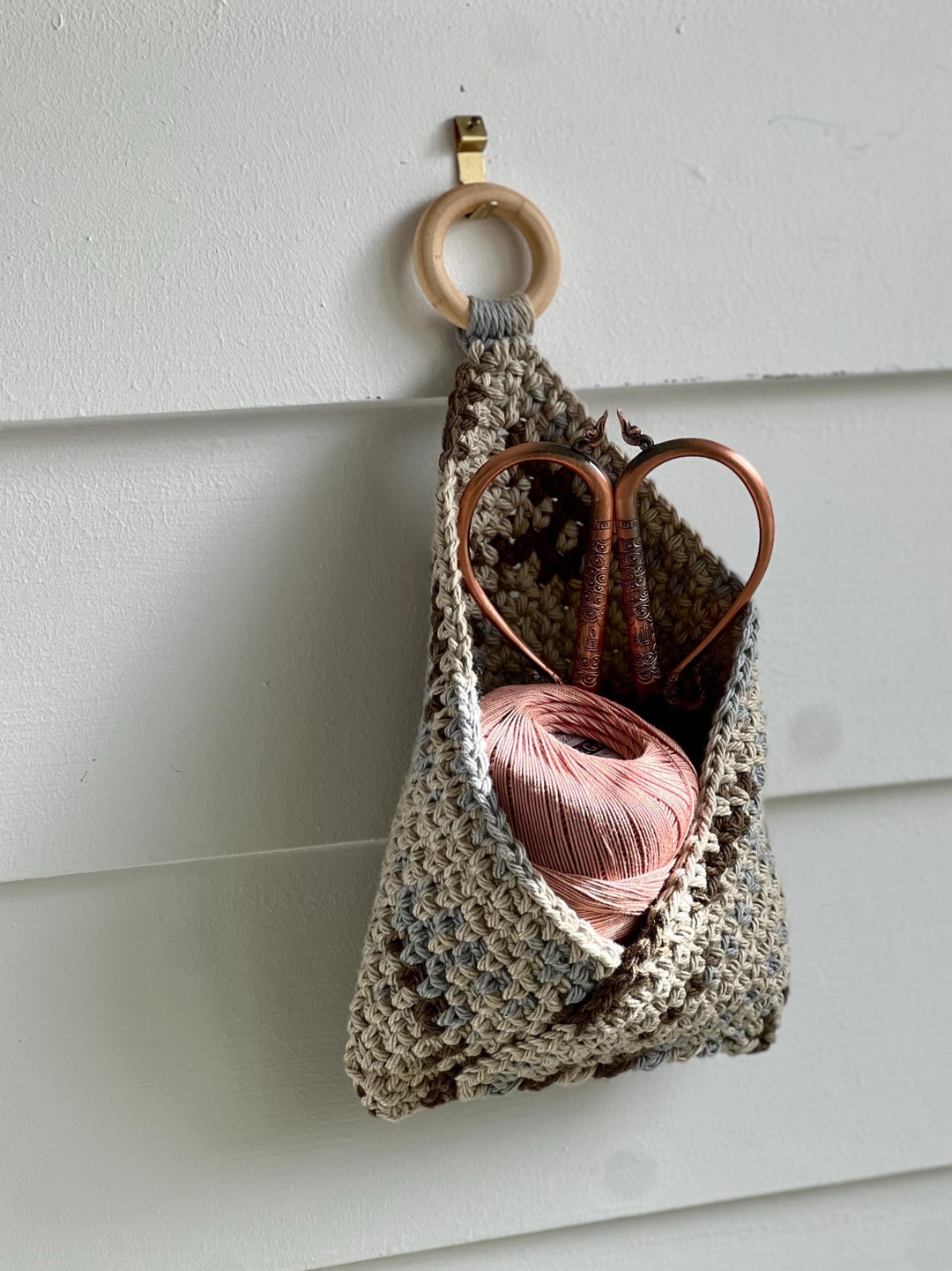 Emmett Boho Crochet Hanging Basket – Handmade Wall Planter & Hanging ...