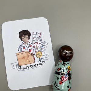 Shirley Chisholm Peg Doll, famous activist, gift set, educational resource, inspirational women, trailblazer, feminist, advocate election