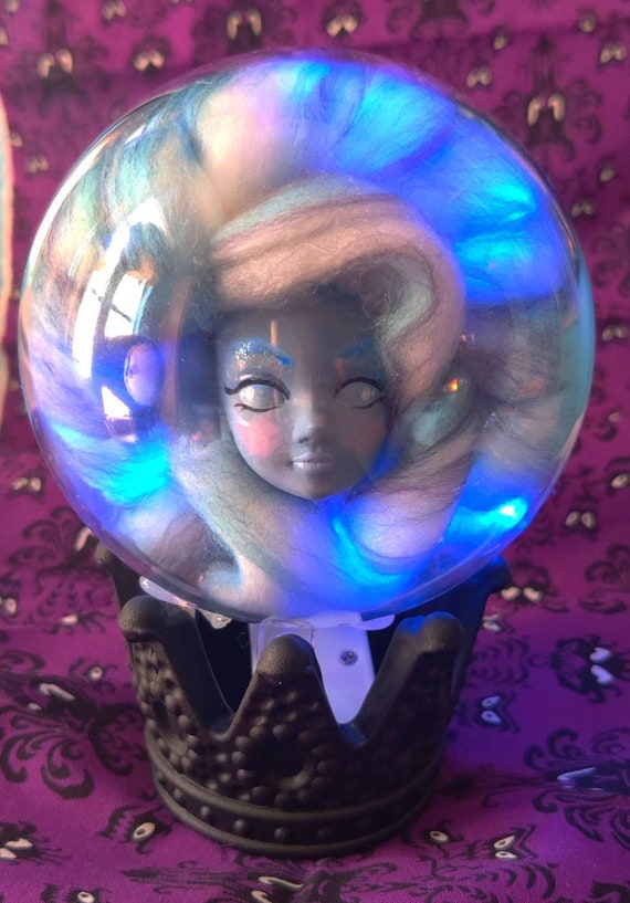 Spooky Floating Fortune Teller Head Orb With Lights and Stand Etsy