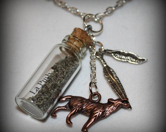 Twilight Saga Inspired La Push Sand Jacob Glass Bottle Charm Necklace