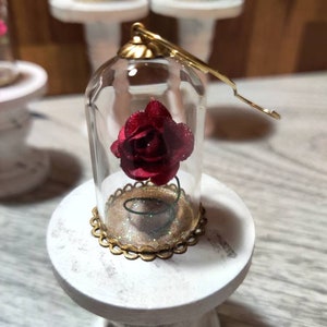 Beauty Enchanted Rose Dome Christmas Ornament