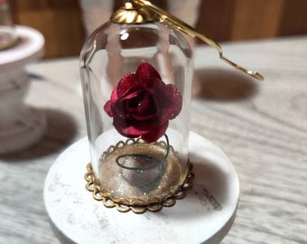 Beauty Enchanted Rose Dome Christmas Ornament