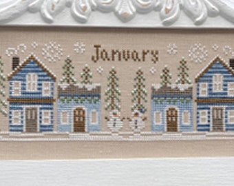 Country Cottage Needleworks - January Mini Village - Counted Cross Stitch Pattern