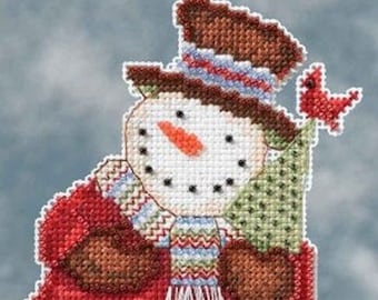 Mill Hill Snowbells - Frank DM20-4105 Debbie Mumm Christmas Snowman Ornament Counted Cross Stitch Kit