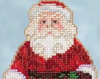 Jim Shore by Mill Hill Greetings Santa JS20-5105 Christmas Ornament Beaded Counted Cross Stitch Kit