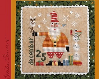 Heart In Hand Wee Santa 2018 Christmas Cross Stitch Pattern with Embellishments