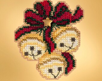Mill Hill Winter Holiday Collection, Jingle Bell Trio MH18-1933 Ornament Counted Cross Stitch Kit
