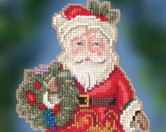 Jim Shore by Mill Hill Winter Wishes Santa JS20-2014 Christmas Ornament Beaded Counted Cross Stitch Kit