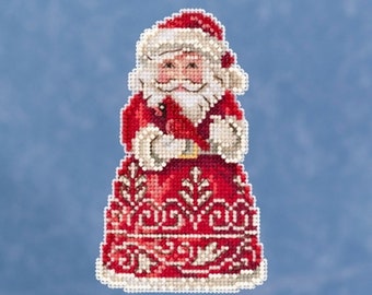 Jim Shore by Mill Hill Santa with Cardinal JS20-1913 Christmas Ornament Beaded Counted Cross Stitch Kit