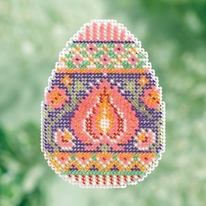 Mill Hill Spring Bouquet Collection Lotus Egg MH18-1712- Ornament Beaded Counted Cross Stitch Kit